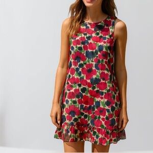 [m] ZARA Dress floral sheer vibrant Sleeveless